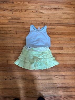 Ivivva Light Blue Tank with Mint Green Ruffle Skort